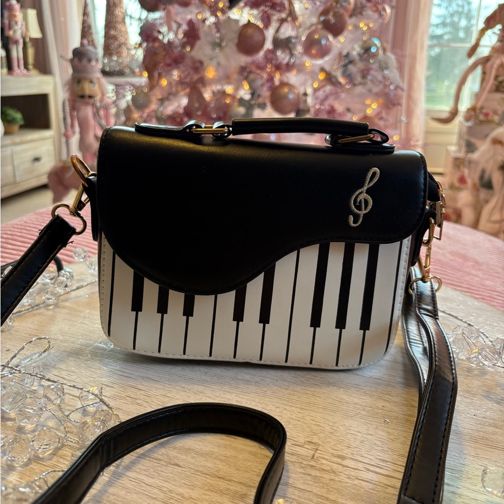 Black and White Piano Key Crossbody Bag.